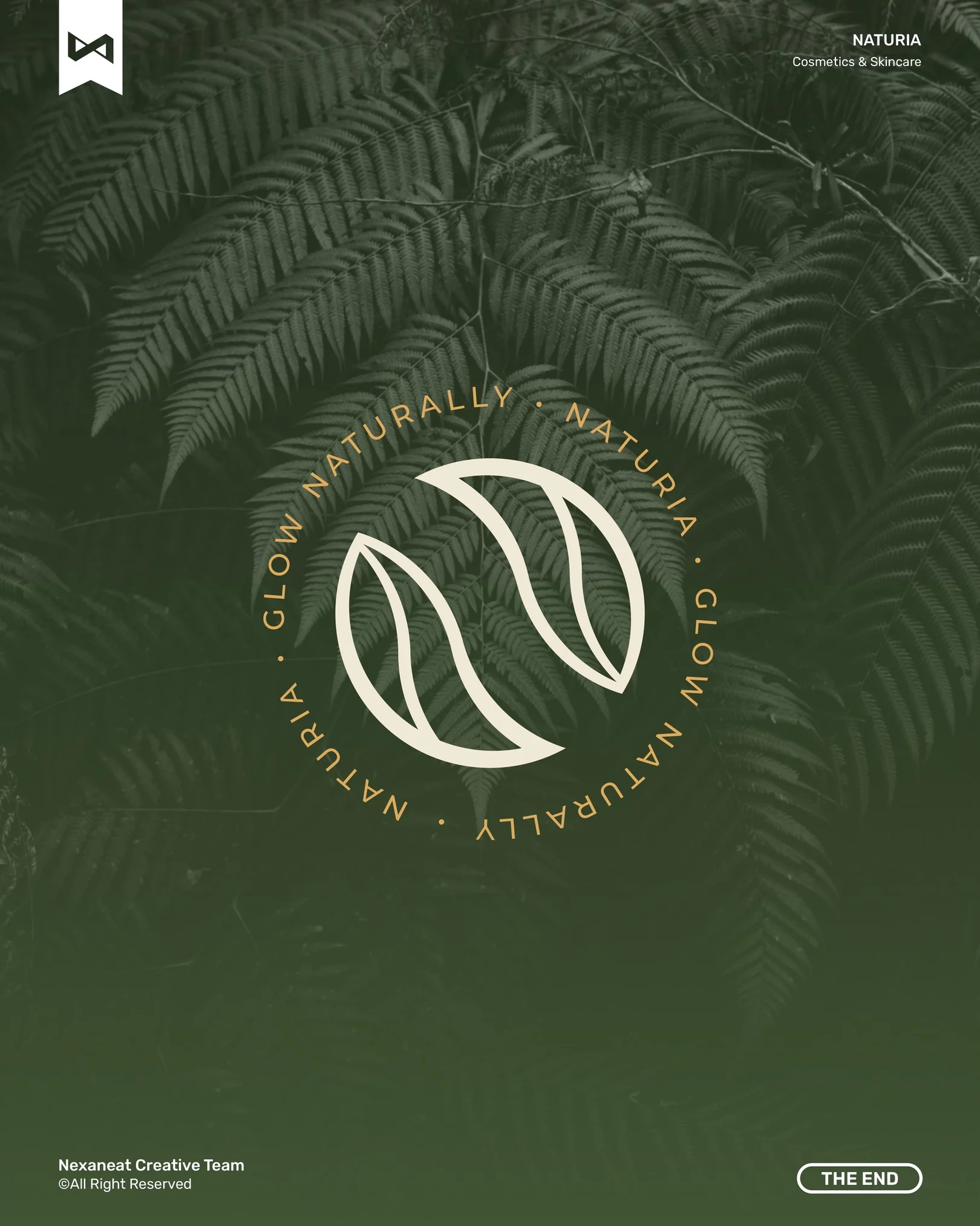 Circular badge lockup — naturia · glow naturally