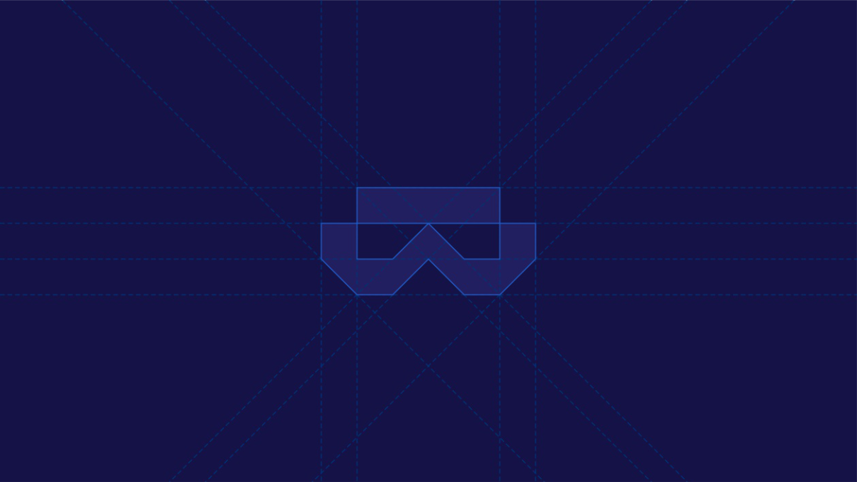 Sidekick primary logomark — stacked-visor monogram on a 5x8 modular grid