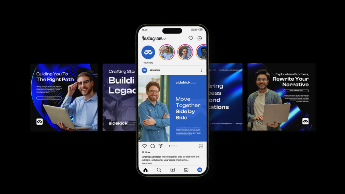 Instagram feed — launch carousel and feed grid